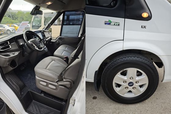 Minibus de segunda mano de 14 asientos diesel Jiangling Transit CN-4 furgoneta con velocidad máxima de 145 km / h