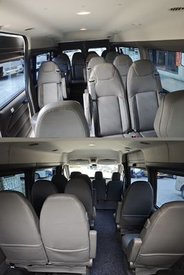 Minibus de segunda mano de 14 asientos diesel Jiangling Transit CN-4 furgoneta con velocidad máxima de 145 km / h